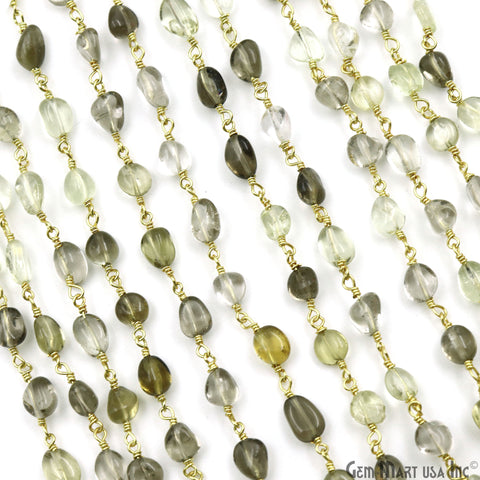 Bio Lemon Tumble Beads 8x5mm Gold Plated Gemstone Rosary Chain