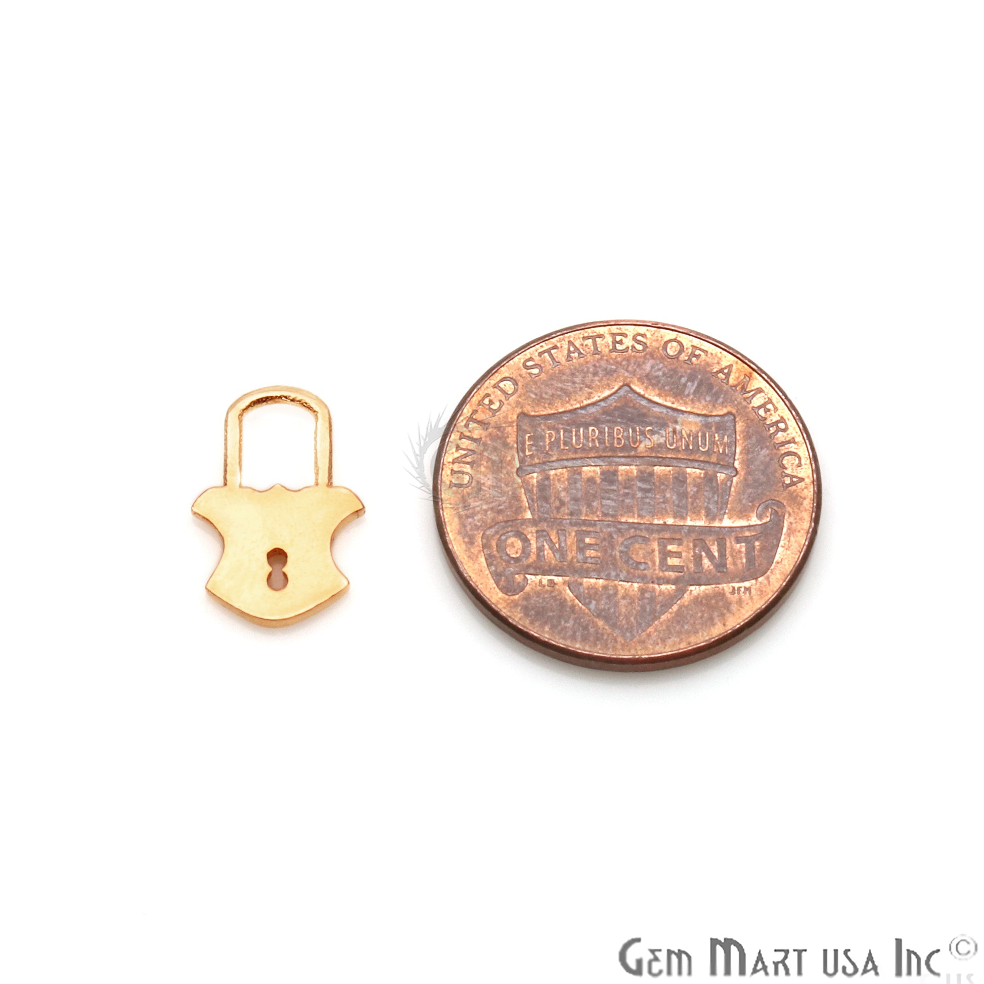 Lock Shape 13x8mm Gold Plated Finding Charm, DIY Jewelry - GemMartUSA