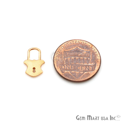 Lock Shape 13x8mm Gold Plated Finding Charm, DIY Jewelry - GemMartUSA