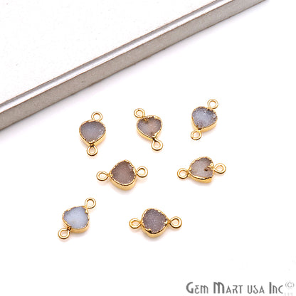 Gold Electroplated Druzy 8mm Heart Shape Double Bail Gemstone Connector Pick Your Color (11237) - GemMartUSA