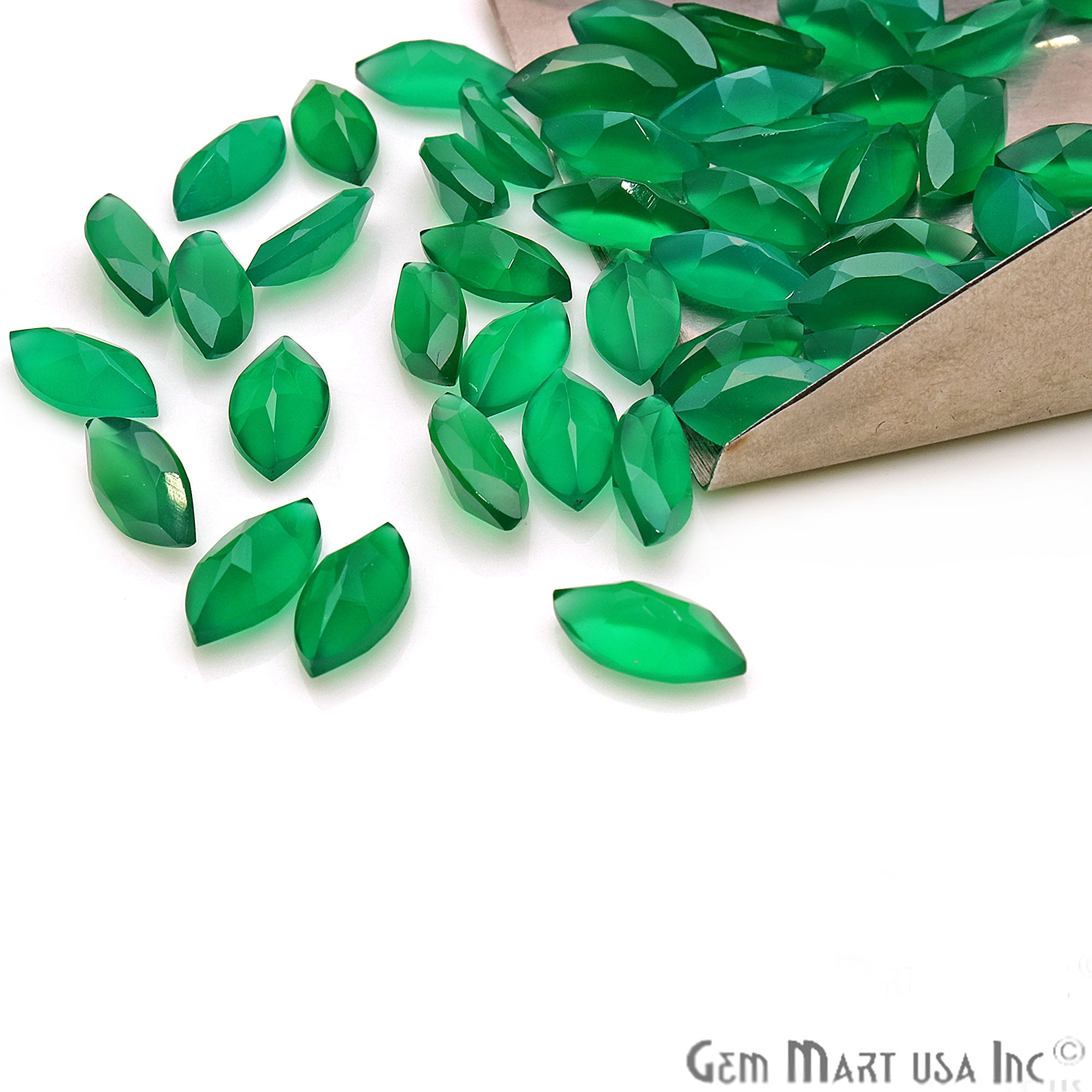 Green Onyx Marquise Shape 6x12mm Faceted Loose Gemstone - GemMartUSA