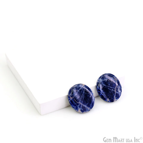 Sodalite Round Shape 23x20mm Loose Gemstone For Earring Pair