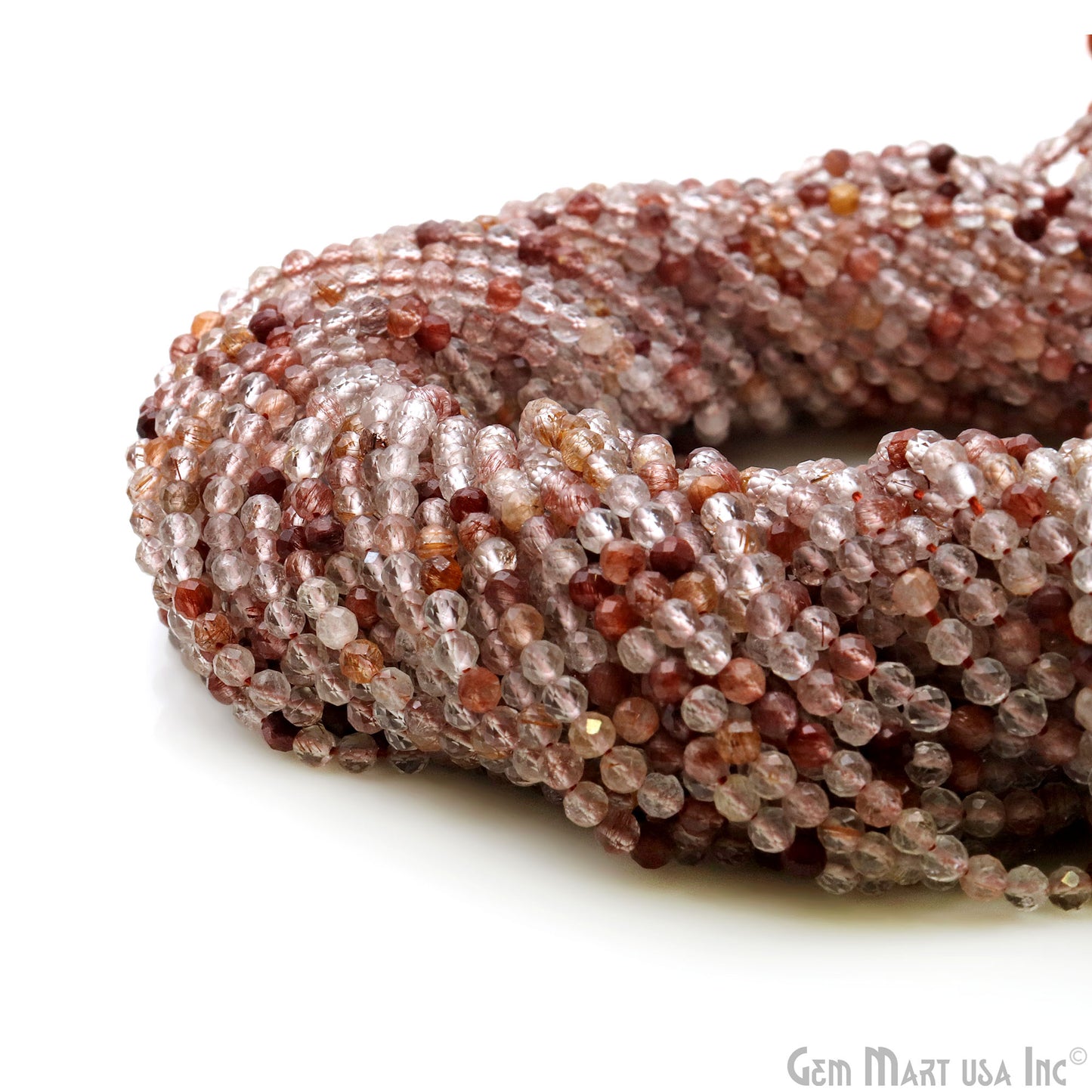 Copper Rutile Rondelle Beads, 13 Inch Gemstone Strands, Drilled Strung Nugget Beads, Faceted Round, 2.5-3mm