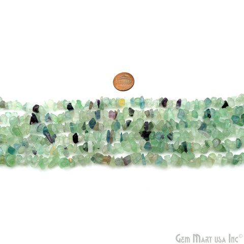 Flourite Chip Beads, 34 Inch, Natural Chip Strands, Drilled Strung Nugget Beads, 7-10mm, Polished, GemMartUSA (CHFL-70004)