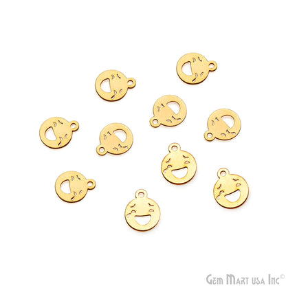 Tears Of Joy Emoji Shape Laser Finding Gold Plated 14.8x12mm Charm For Bracelets & Pendants