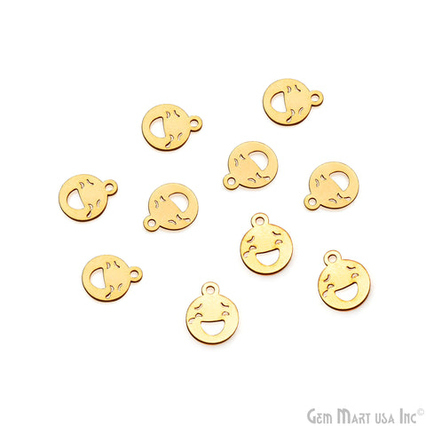 Tears Of Joy Emoji Shape Laser Finding Gold Plated 14.8x12mm Charm For Bracelets & Pendants