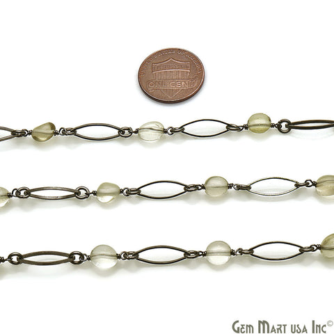 Prehnite With Oxidized Marquise Finding Rosary Chain - GemMartUSA