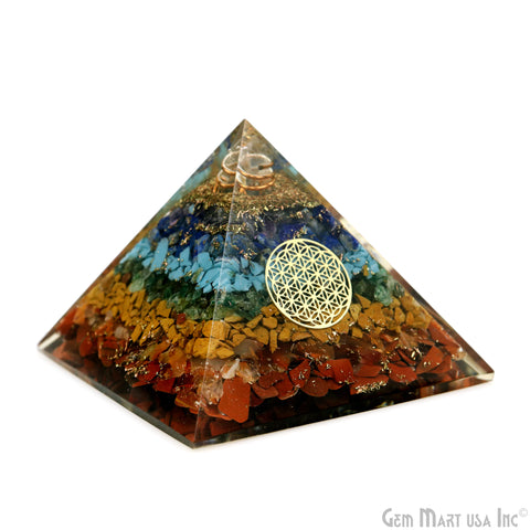 7 Chakra Pyramid Engraved Symbols Charm 75x60mm