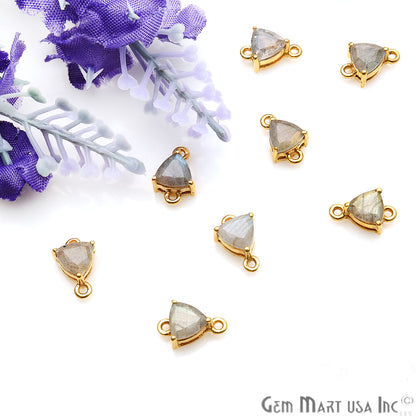 Labradorite Prong Setting Gold Plated Flashy Gemstone Connector - GemMartUSA