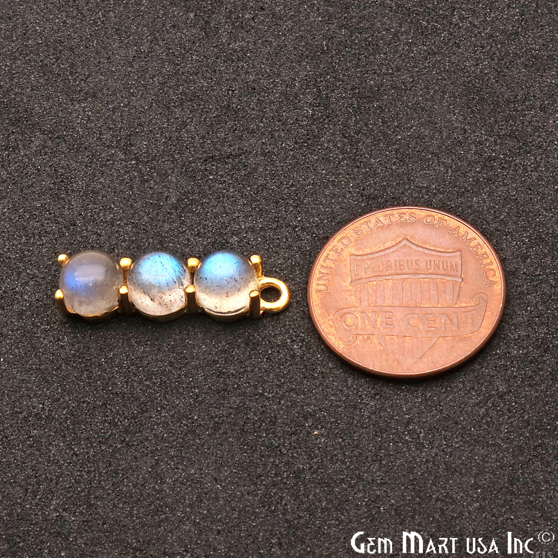 Labradorite Gemstone 22x6mm Prong Setting Gold Plated Component Connector - GemMartUSA