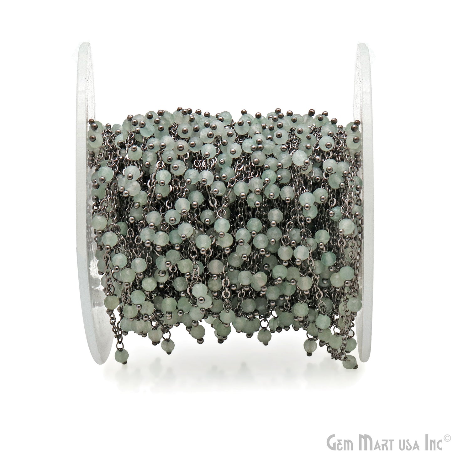 Prehnite Faceted Beads 3-4mm Oxidized Cluster Dangle Chain