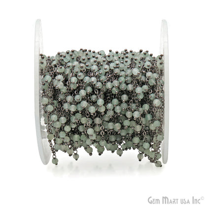 Prehnite Faceted Beads 3-4mm Oxidized Cluster Dangle Chain