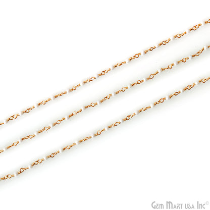 Synthetic Pearl Cabochon Beads 2-2.5mm Gold Wire Wrapped Rosary Chain