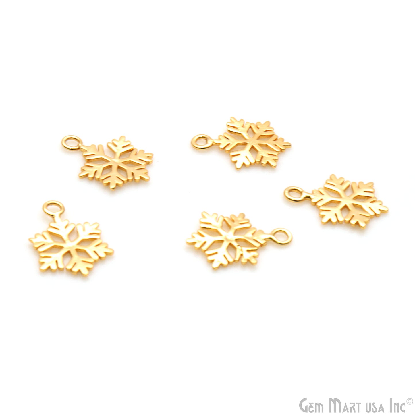 Snowflake Shape 19x13mm Gold Plated Textured Charm Minimalist Finding