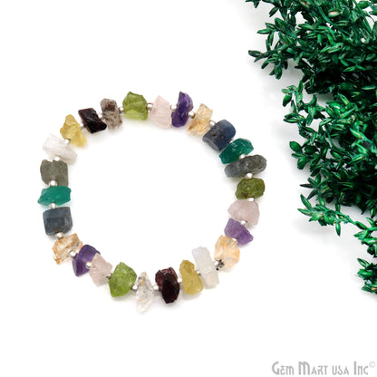 Multi Color Organic Shape Adjustable Gemstone Bracelet