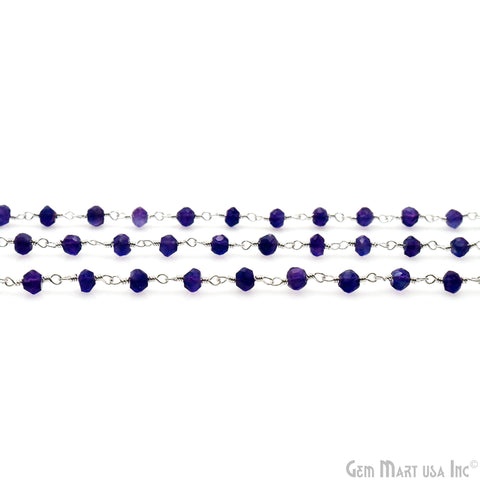 Amethyst 4mm Faceted Beads Silver Wire Wrapped Rosary