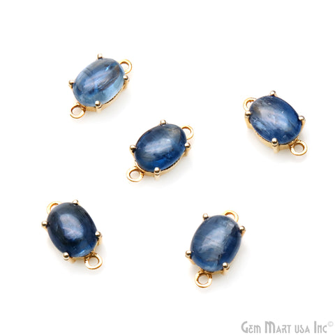 Kyanite Gemstone Oval 7x9mm Prong Setting Gold Plated Connector