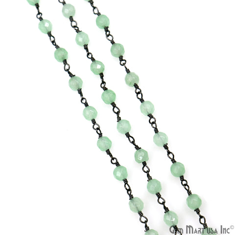 Baby Green Jade Beads Oxidized Wire Wrapped Rosary Chain