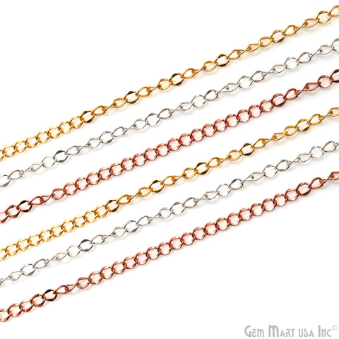 Twisted Curb Chain For Jewelry Making 3mm Twisted Metal Finding Chain Necklace