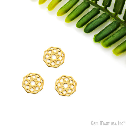 Hexagon Shape Charm Laser Finding Gold Plated 13mm Charm For Bracelets & Pendants