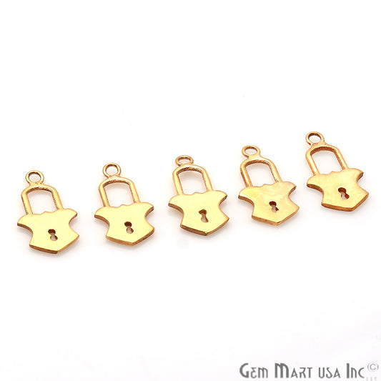 Lock Shape Gold Plated 16x8mm Finding Charm Connector - GemMartUSA