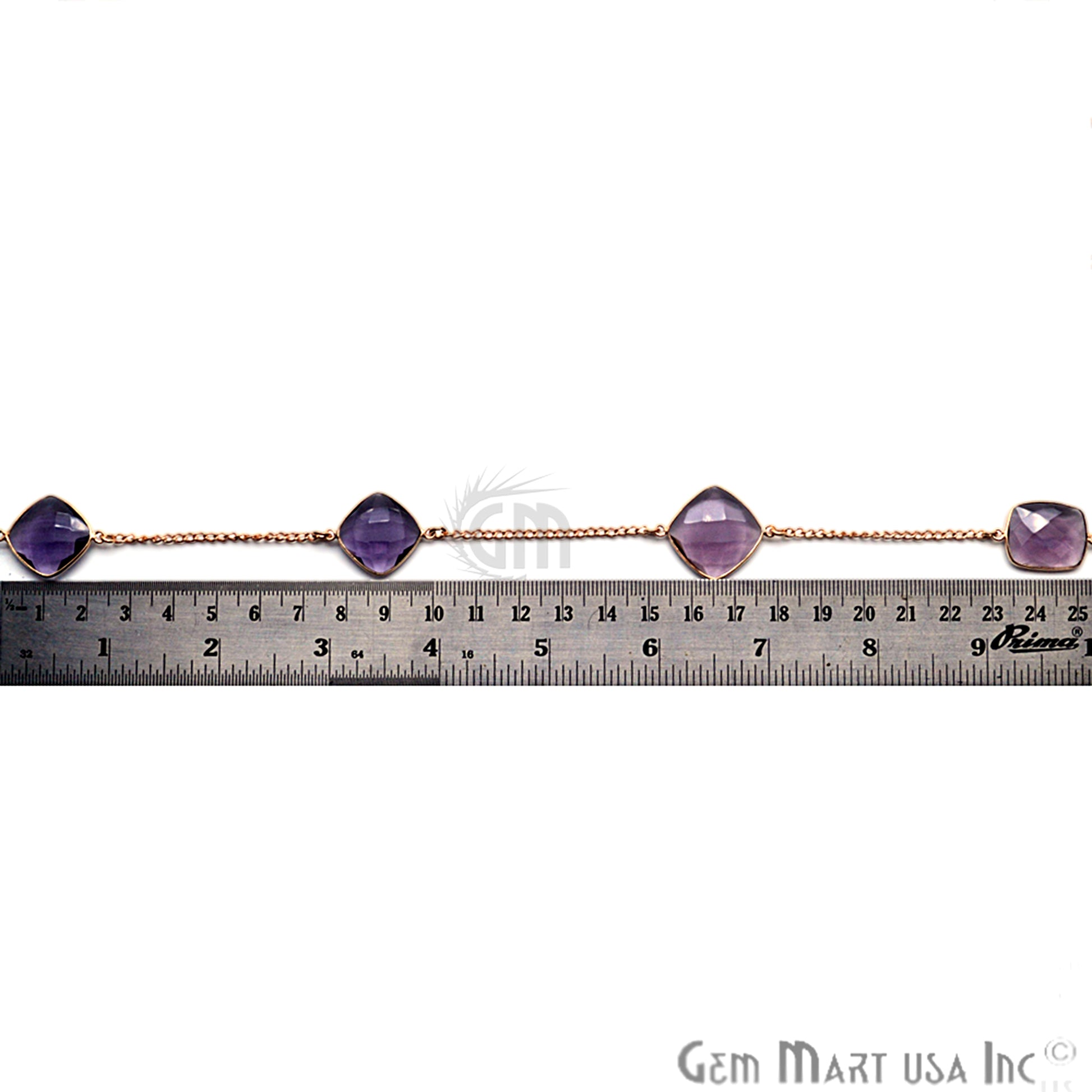 Amethyst 15mm Gold Plated Bezel Link Connector Chain - GemMartUSA (764144255023)