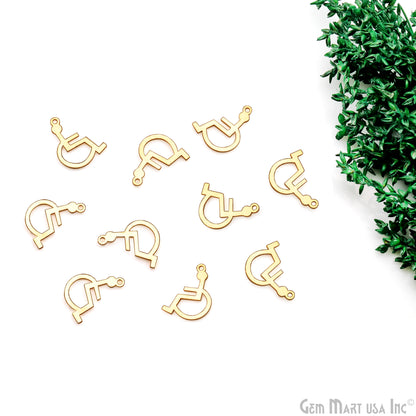 Wheel Chair Shape Laser Finding Gold Plated 18.5x15mm Charm For Bracelets & Pendants