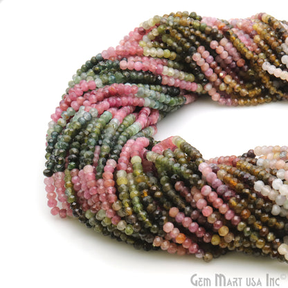 Multi Tourmaline Round Beads 3-3.5mm Gemstone Rondelle Beads - GemMartUSA