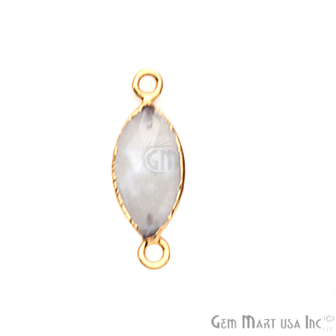 Rainbow Moonstone Marquise 8x16mm Gold Electroplated Double Bail Gemstone Connector - GemMartUSA