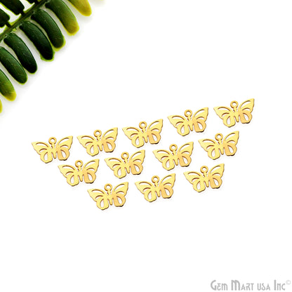 Butterfly Charm Laser Finding Gold Plated 15.35x10mm Charm For Bracelets & Pendants