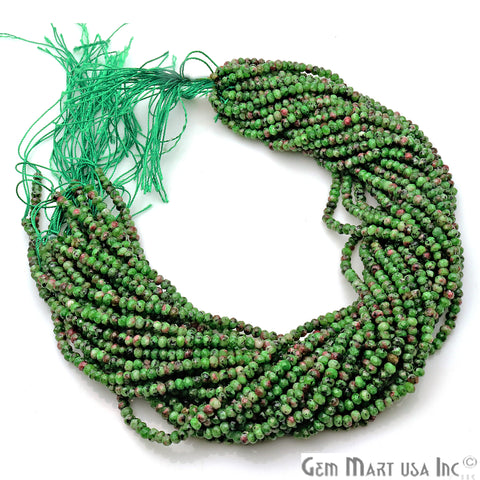 Ruby Zoipsite Jade 3-4mm Faceted Rondelle Beads Strands 14Inch - GemMartUSA