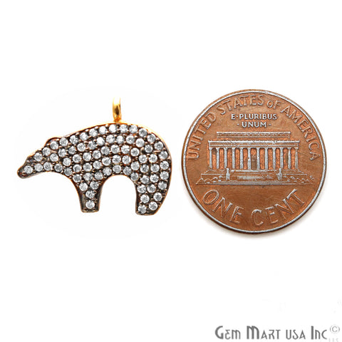 Bear' CZ Pave Gold Vermeil Charm for Bracelet & Pendants - GemMartUSA