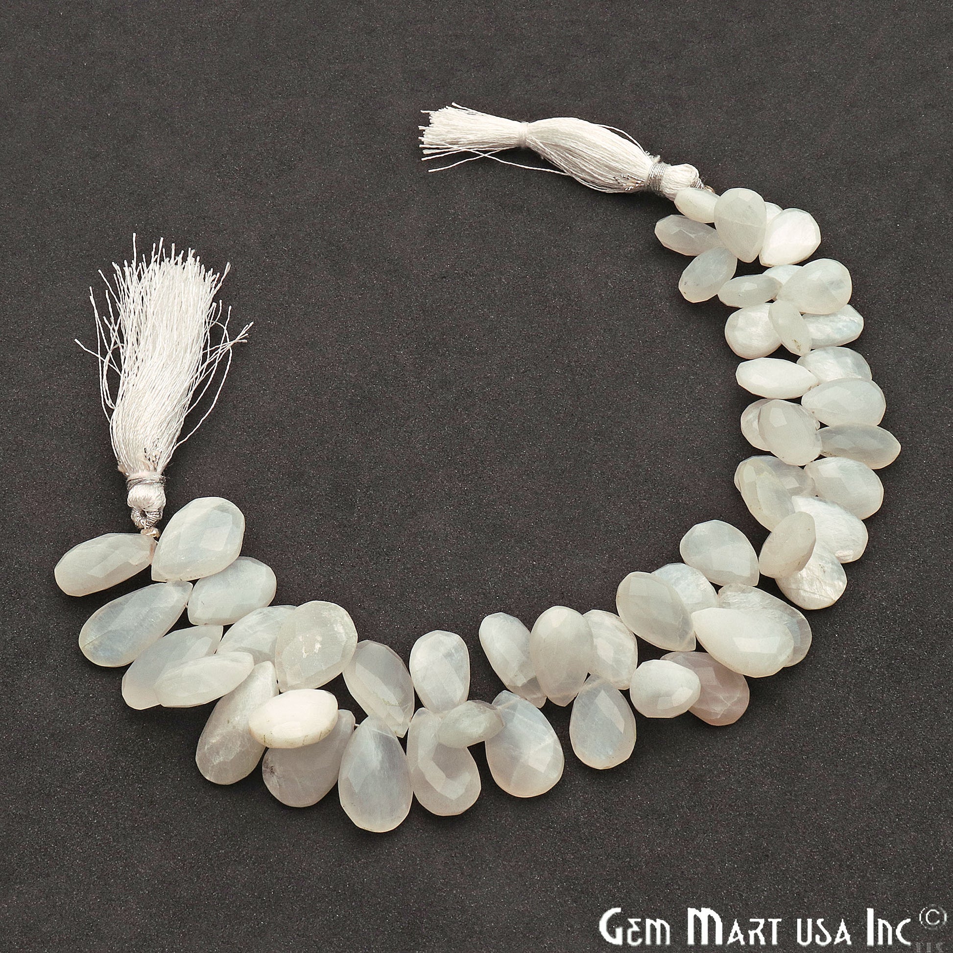 White Moonstone Pears 16x9mm Crafting Beads Gemstone Briolette Strands 8 INCH - GemMartUSA