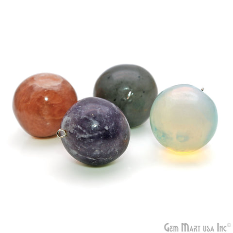 Healing Stone Ball 27x24mm Silver Plated Single Bail (Pick Stone) - GemMartUSA