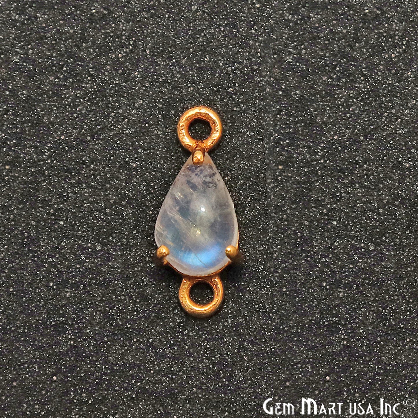 Rainbow Moonstone Cabochon Pears Prong Gold Plated Bail Connector - GemMartUSA