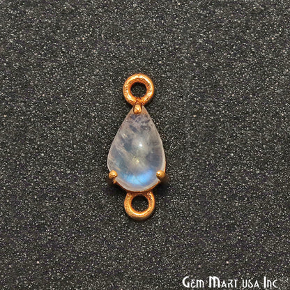 Rainbow Moonstone Cabochon Pears Prong Gold Plated Bail Connector - GemMartUSA