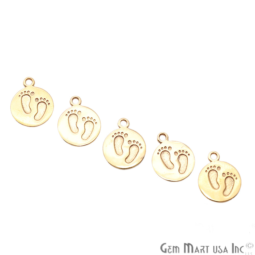 Foot Print Gold Plated Round Charm Connector - GemMartUSA