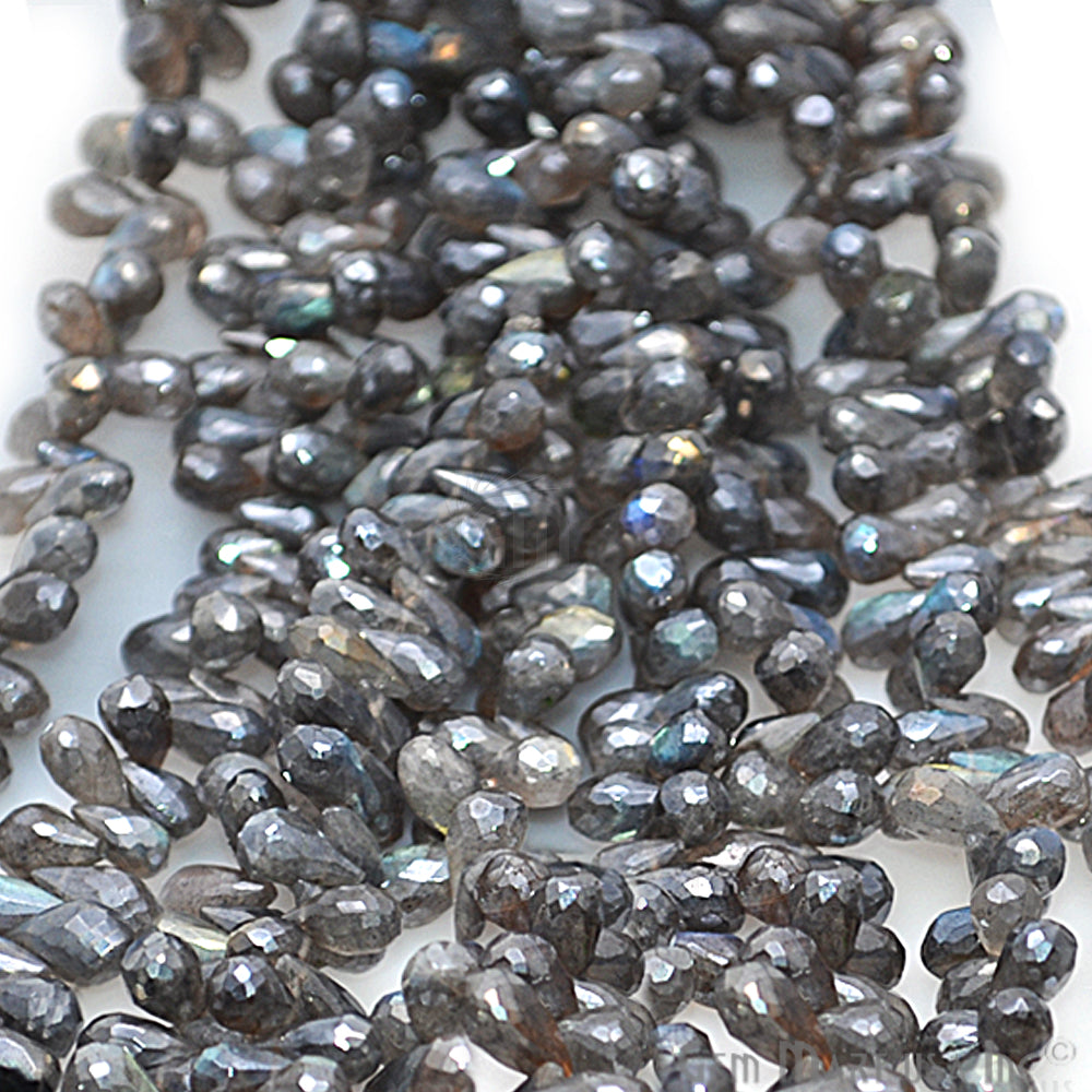 Mystique Labradorite Briolette Beads Gemstone 9x5mm Rondelle Beads - GemMartUSA