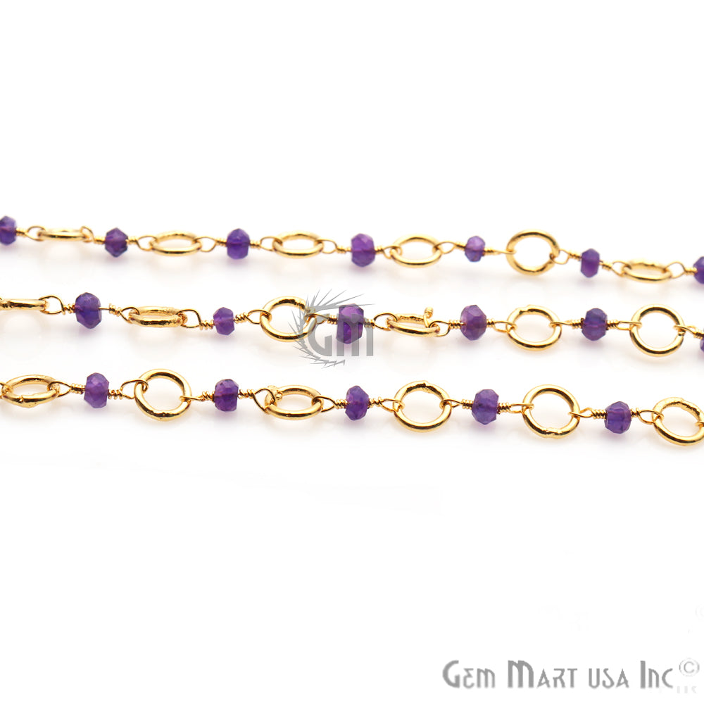 Amethys Beads Gold Plated Finding Rosary Chain - GemMartUSA