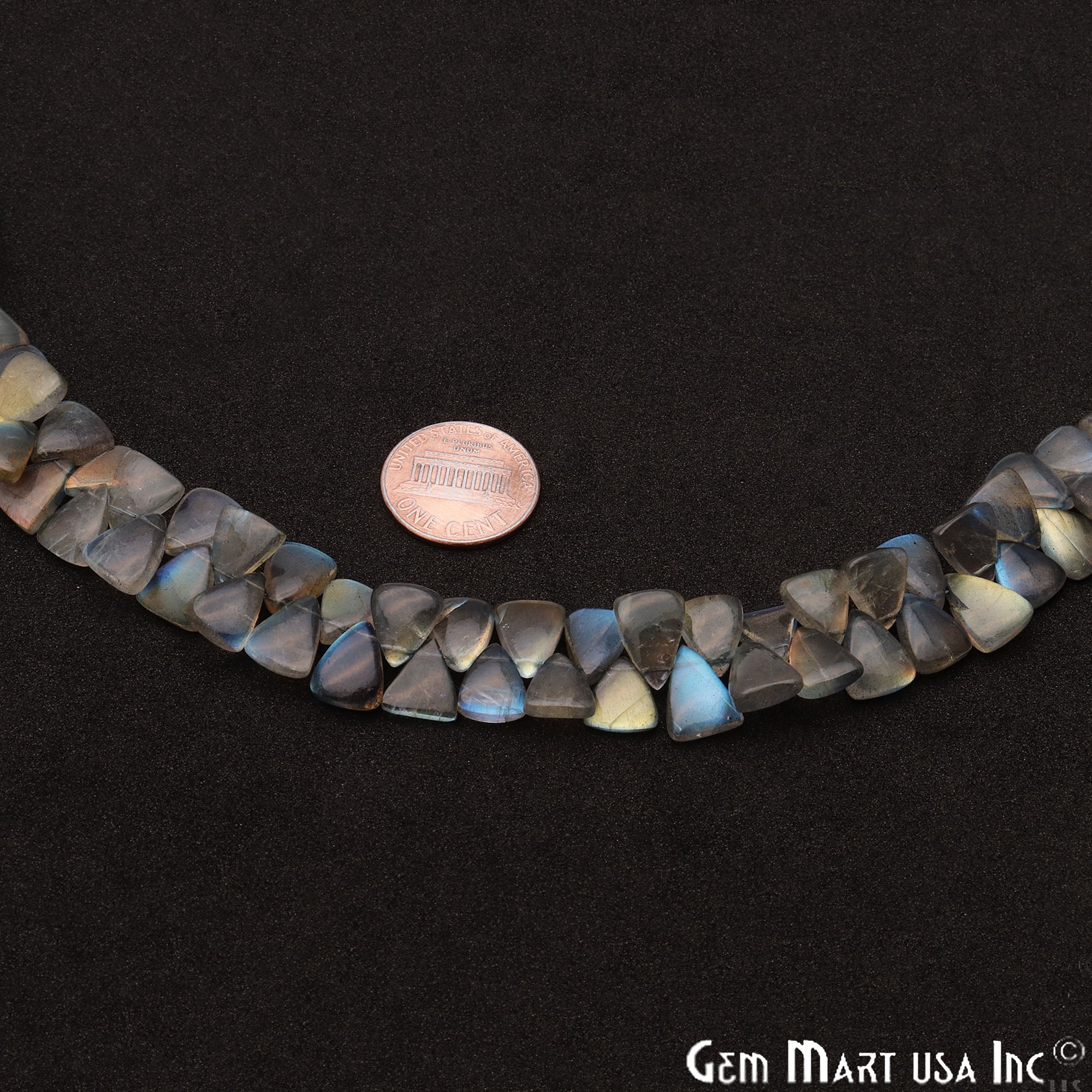 Labradorite Triangle 10x7mm Cabochon Crafting Beads Gemstone Strands 8 Inch - GemMartUSA