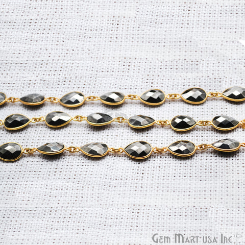 Pyrite 12x8mm Pears Gold Pear Bezel Continuous Connector Chain - GemMartUSA (763987689519)