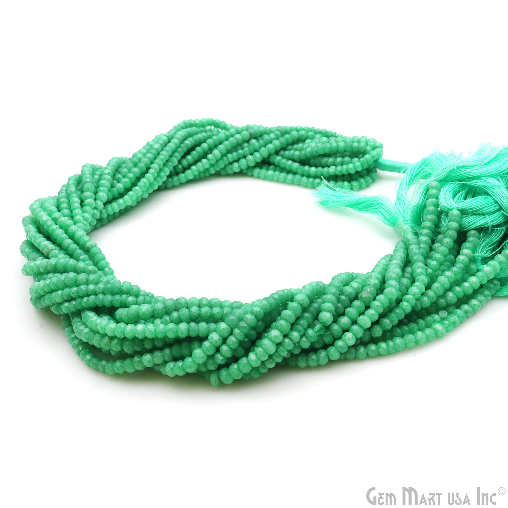 Green Chalcedony Rondelle Beads, Inch Gemstone Strands