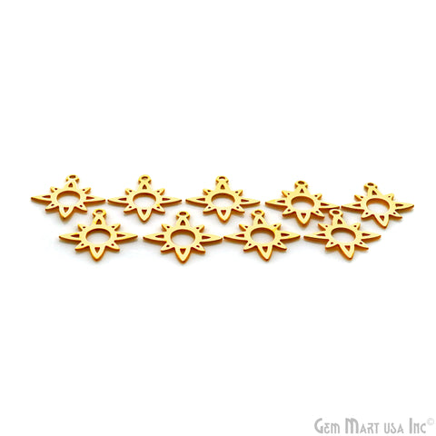 Sun Charm Laser Finding Gold Plated 20x18.8mm Charm For Bracelets & Pendants