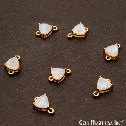 Rainbow Moonstone Prong Setting Gold Plated Flashy Gemstone Connector - GemMartUSA