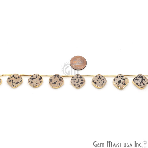 Dalmation Jasper Free Form Gold Electroplated 18x15mm Crafting Beads Gemstone 9 Inch Strands - GemMartUSA