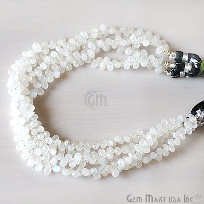 Rainbow Moonstone Briolette Faceted Gemstone 6x4mm Rondelle Beads - GemMartUSA