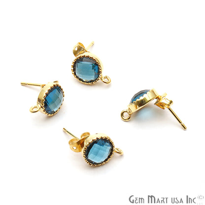 DIY Round 13x9mm Gold Bail Gemstone stud Earring (Pick Your Gemstone) - GemMartUSA