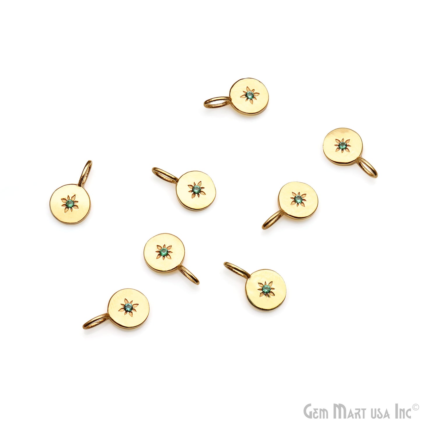 Round Shape 15x9mm Gold Plated Single Bail Finding Charm Pendant