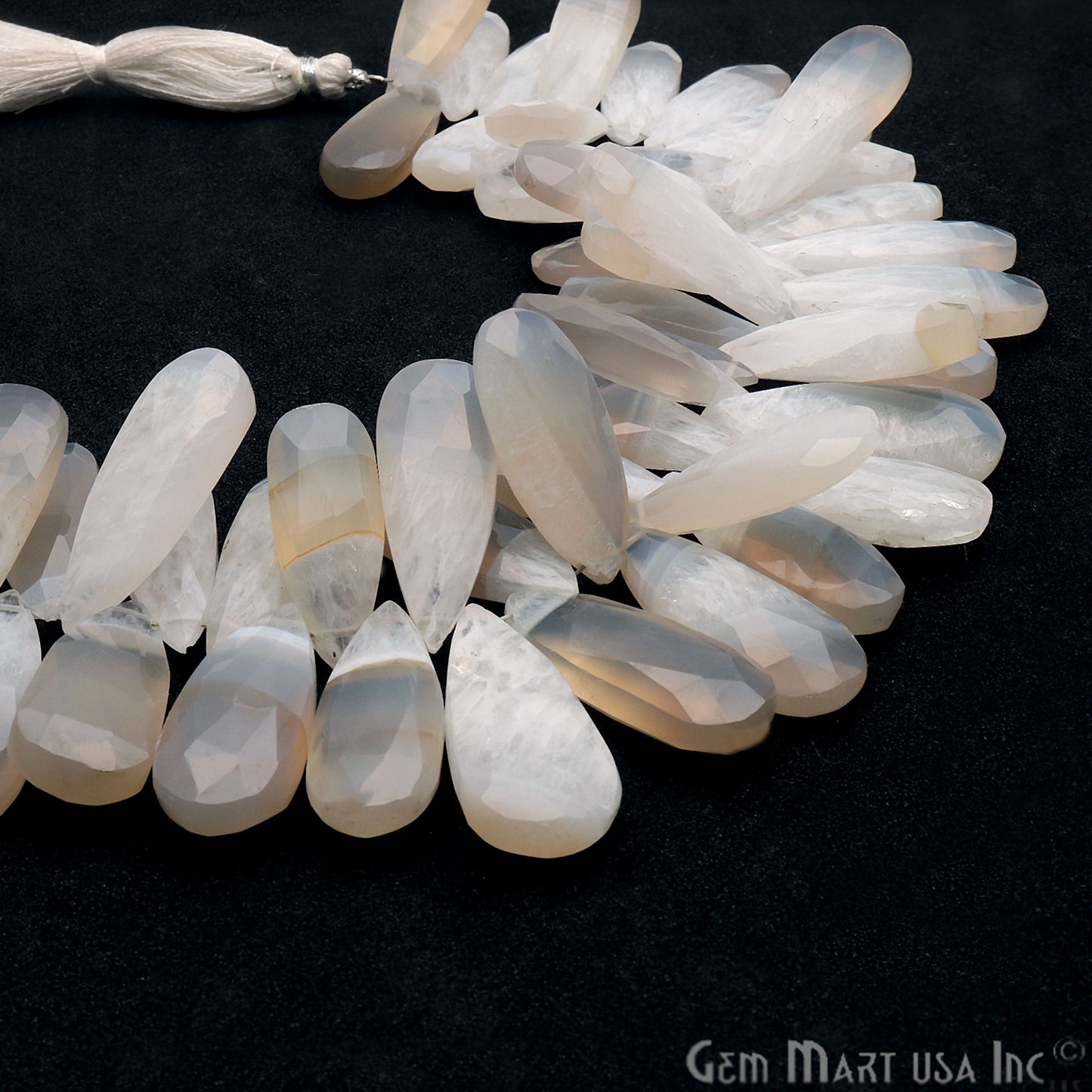 Selenite Pears 28x10mm Crafting Beads Gemstone Briolette Strands 8 Inch - GemMartUSA