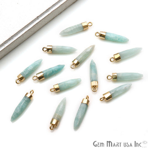 Gemstone Pencil 23x4mm Gold Electroplated Single Plated Connector (Pick Stone) - GemMartUSA